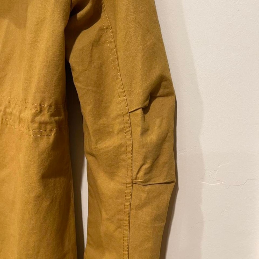 Forever 21 Women's S Utility Jacket Mustard Yellow Hooded Anorak Parka Cotton‎ - Picture 6 of 7